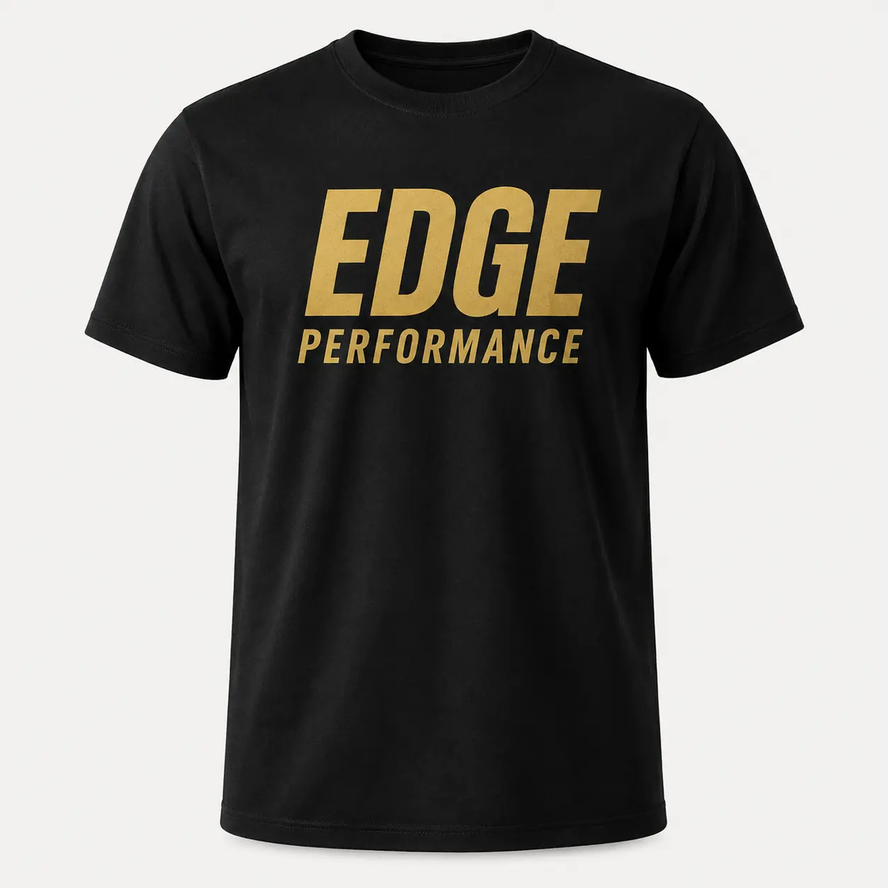 Black EDGE Performance T-shirt with gold wordmark