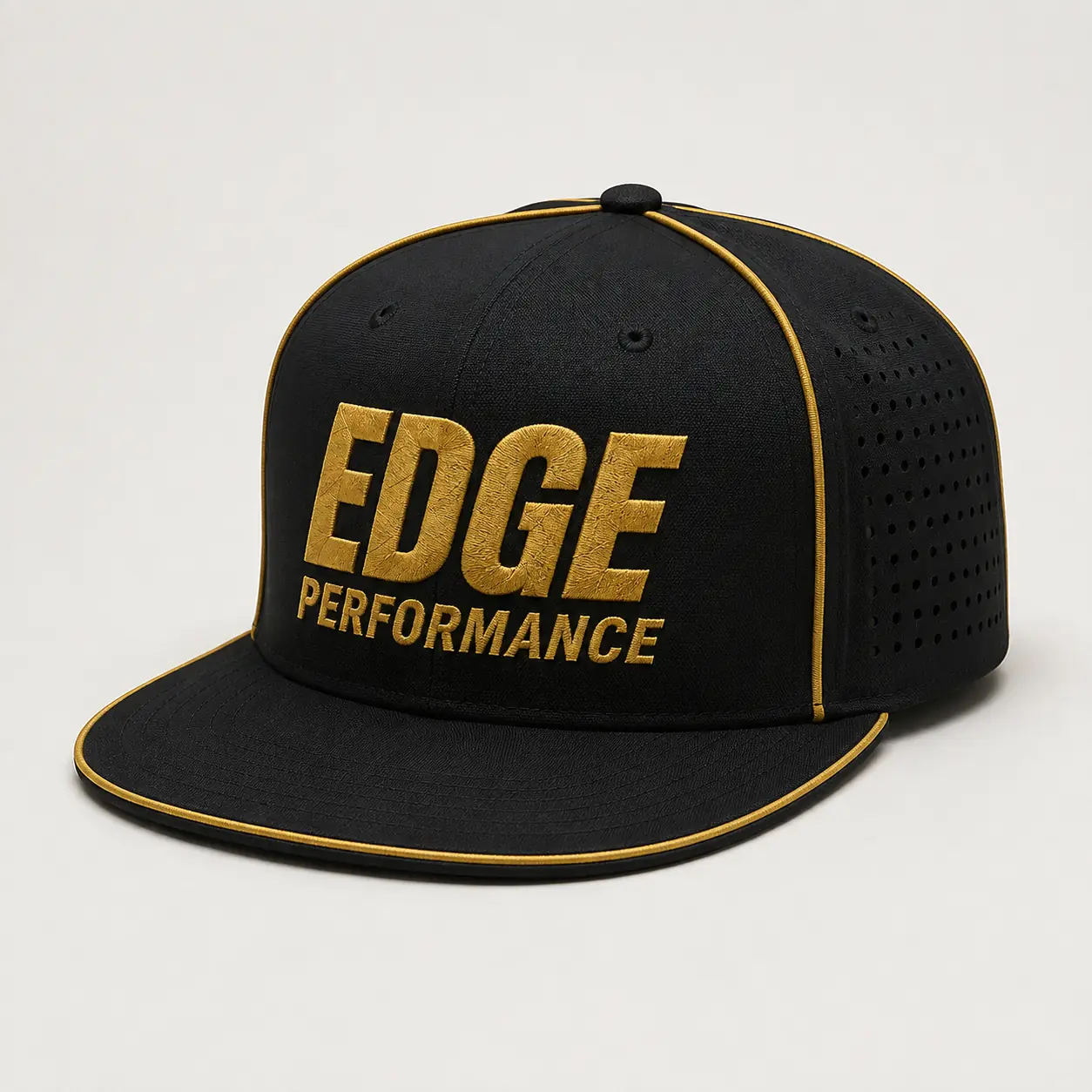 Black EDGE Performance hat with gold piping